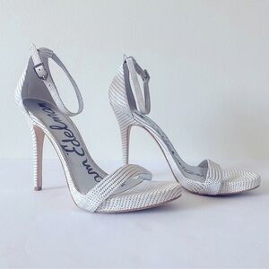 SAM EDELMAN Eleanor Women's High-Heel
Ankle Strap Sandal heel White Pebble -7